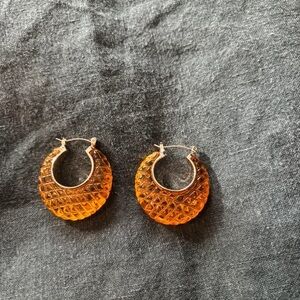 LuLaRoe Orange Textured Hoop Earrings